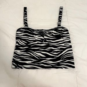 John Galt Brandy Melville Zebra tank top with buttons, cropped